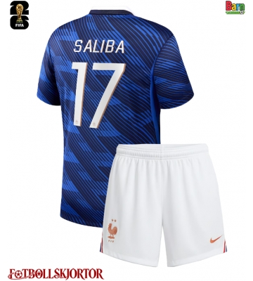 Frankrike William Saliba #17 Hemmakläder Barn VM 2026 Kortärmad (+ Korta byxor)